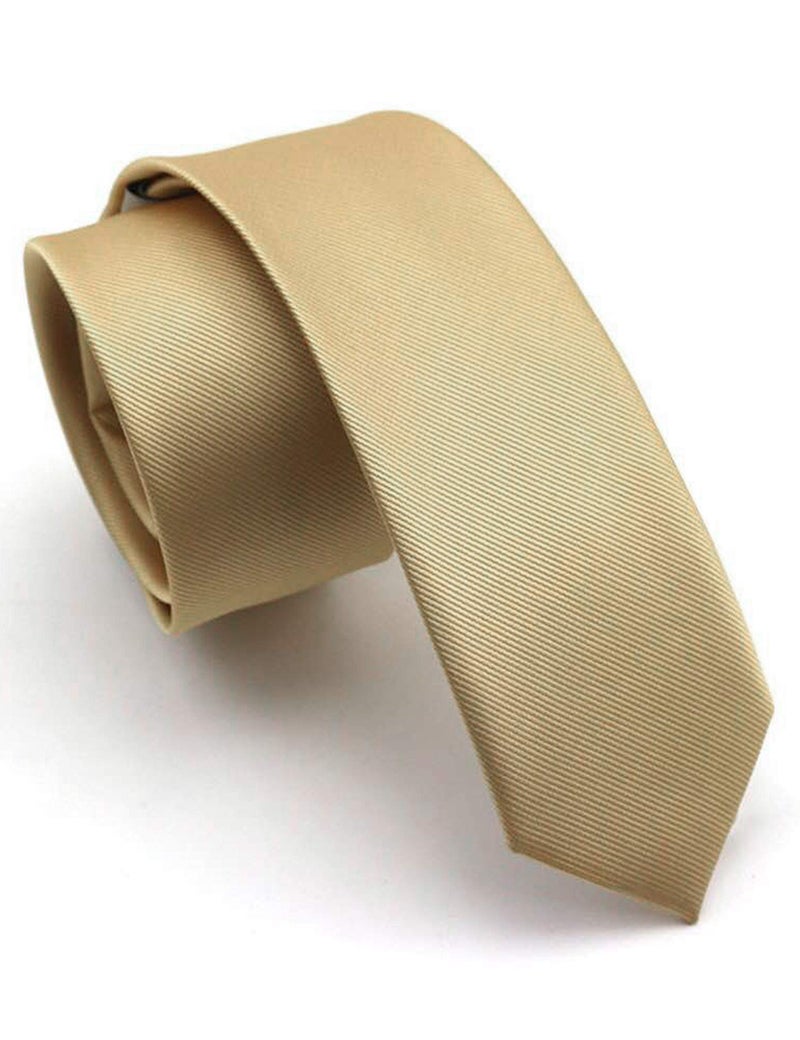 JEMYGINS 2.4" Gold Skinny Tie and Pocket Square with Tie Clip Silk slim Necktie Sets for Men - Image 3